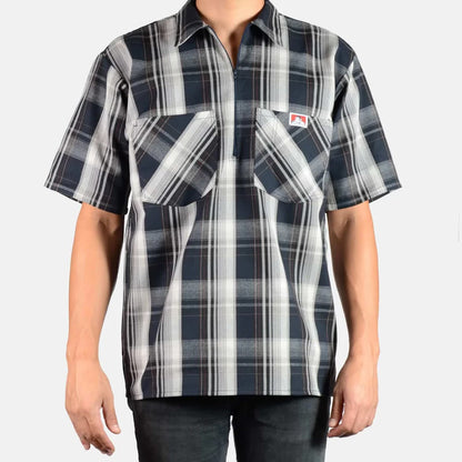 Ben Davis Men's 1/2 Zip Plaid Shirt